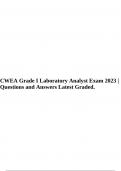 CWEA Grade I Laboratory Analyst Exam 2023 | Questions and Answers Latest Graded.