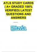 ATLS STUDY CARDS &lpar; A&plus; GRADED 100&percnt; VERIFIED&rpar; LATEST QUESTIONS AND ANSWERS