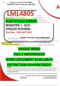 LML4805 PORTFOLIO MEMO - MAY/JUNE 2023 - SEMESTER 1 - UNISA - (DETAILED MEMO- DISTINCTION GUARANTEED)