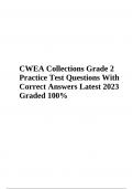 CWEA Collections Grade 2 Practice Test - Questions With Correct Answers Latest 2023 Graded A&plus;