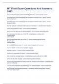 MT Final Exam Questions And Answers 2023