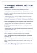 MT exam study guide With 100&percnt; Correct Answers 2023