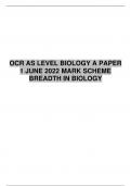 OCR AS LEVEL BIOLOGY A PAPER 1 MARK SCHEME BREADTH IN BIOLOGY  JUNE 2022