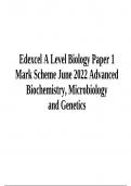 Edexcel A Level Biology Paper 1 Mark Scheme June 2022&colon; Advanced Biochemistry&comma; Microbiology and Genetics
