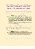 RN VATI Maternal Newborn 2019 Exam&vert; 100 &percnt; Correct Questions and Verified Answers with Rationales&vert; 2023 Update