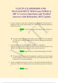 VATI PN LEADERSHIP AND MANAGEMENT 2020 Exam FORM A| 100 % Correct Questions and Verified Answers with Rationales| 2023 Update