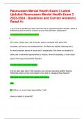Rasmussen Mental Health Exam 3 Latest  Updated Rasmussen Mental Health Exam  | Questions and Correct Answers| Rated A+