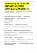 Astronomy 1010 EXAM QUESTIONS WITH COMPLETE ANSWERS