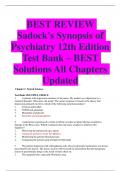 BEST REVIEW  Sadock's Synopsis of  Psychiatry 12th Edition  Test Bank – BEST  Solutions All Chapters Updated
