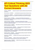 ATI Critical Thinking 2023 Test Questions with All Correct Answers 