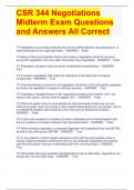 CSR 344 Negotiations Midterm Exam Questions and Answers All Correct 