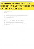 Anatomy Physiology 7th Edition By Patton Thibodeau &ndash; Test Bank Updated 2023