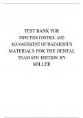TEST BANK FOR INFECTION CONTROL AND MANAGEMENT OF HAZARDOUS MATERIALS FOR THE DENTAL TEAM 6TH EDITION BY MILLER