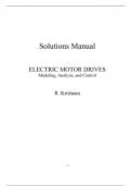 Electric Motor Drives Modeling, Analysis, and Control 1e  Krishnan (Solution Manual)