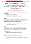HESI RN EXIT EXAM-EXAM PACK COMBINED FROM 2019/2020/2021 ACTUAL EXAMS-BEST FOR 2022 EXIT EXAM REVIEW