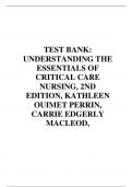 TEST BANK: UNDERSTANDING THE ESSENTIALS OF CRITICAL CARE NURSING, 2ND EDITION, KATHLEEN OUIMET PERRIN, CARRIE EDGERLY MACLEOD