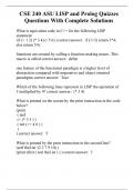 CSE 240 ASU LISP and Prolog Quizzes Questions With Complete Solutions