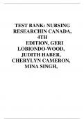 TEST BANK: NURSING RESEARCHIN CANADA, 4TH EDITION, GERI LOBIONDO-WOOD, JUDITH HABER, CHERYLYN CAMERON, MINA SINGH