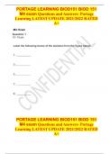 PORTAGE LEARNING BIOD151 BIOD 151 M4 exam Questions and Answers- Portage Learning LATEST UPDATE 2021/2022 RATED A+