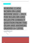 NURSING 11456 NCSBN Test bank|NCSBN ON-LINE REVIEW, NCSBN TEST BANK - for the NCLEX-RN & NCLEX-PN Examination100% CORRECT AND VERIFIED QUESTIONS AND ANSWERS GRADED A + 