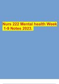 Nurs 222 Mental health Week 1-9 Notes 2023. 