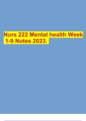 Nurs 222 Mental health Week 1-9 Notes 2023&period; 