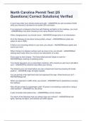 North Carolina Permit Test &vert;25 Questions&vert; Correct Solutions&vert; Verified