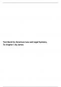 Test Bank for American Law and Legal Systems, 7e chapter 1 by James