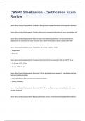 CBSPD Sterilization - Certification Exam Review WITH COMPLETE SOLUTIONS