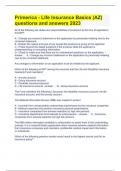 Primerica - Life Insurance Basics (AZ) questions and answers 2023