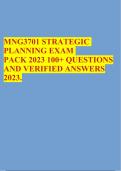 MNG3701 STRATEGIC PLANNING EXAM PACK 2023 100+ QUESTIONS AND VERIFIED ANSWERS 2023.
