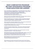 BODY COMPOSITION PROGRAM/ MILITARY APPEARANCE PROGRAM EXAM QUESTIONS AND ANSWER