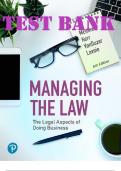TEST BANK for Managing the Law 6th Edition The Legal Aspects of Doing Business (Canadian Edition) by Mitchell McInnes; J. Anthony VanDuzer; Malcolm Lavoie; Ian R. Kerr. ISBN 9780137314089. Complete Chapters 1-27.