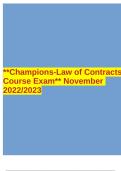 Exam (elaborations) **Champions-Law of Contracts Course Exam** November 2022/2023  2 Exam (elaborations) Law of Contracts - CHAMPIONS TEST UPDATED 2023 EXAM