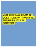 MCB 150 FINAL EXAM 90+ QUESTIONS WITH VERIFIED ANSWERS 2023 ALL CORRECT.