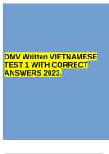 DMV Written VIETNAMESE TEST 1 WITH CORRECT ANSWERS 2023&period;