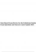 State Board Exam Review for the Esthetician Student Exam Questions and Answers Latest Update 2023.