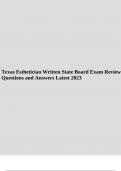 Texas Esthetician Written State Board Exam Review Questions and Answers Latest 2023.