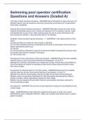 Swimming pool operator certification Questions and Answers &lpar;Graded A&rpar;