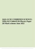 AQA GCSE COMBINED SCIENCE TRILOGY 8464&sol;P&sol;2H Physics Paper 2H  June 2022  Mark scheme