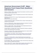 American Government CLEP : Major Supreme Court Cases Exam Questions and Answers