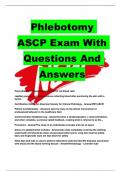 Phlebotomy ASCP Exam With Questions And Answers 