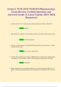 Exam 2: NUR 2474/ NUR2474 Pharmacology Exam Review| Verified Questions and Answers| Grade A| Latest Update 2023/ 2024| Rasmussen