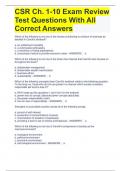 CSR Ch. 1-10 Exam Review Test Questions With All Correct Answers