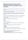 Mortuary Science Practice Test: Embalming Theory Questions and Answers 