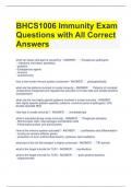BHCS1006 Immunity Exam Questions with All Correct Answers