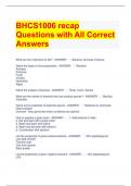 BHCS1006 recap Questions with All Correct Answers 