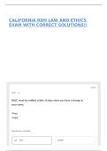 CALIFORNIA RDH LAW AND ETHICS EXAM WITH CORRECT SOLUTIONS&excl;&excl;