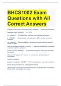 BHCS1002 Exam Questions with All Correct Answers 