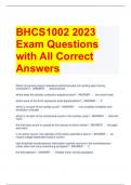 BHCS1002 2023 Exam Questions with All Correct Answers 